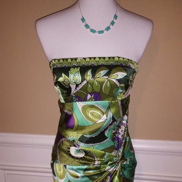 Laundry by Shelli Segal 100% silk, green, size 2 - Picture 3 of 8